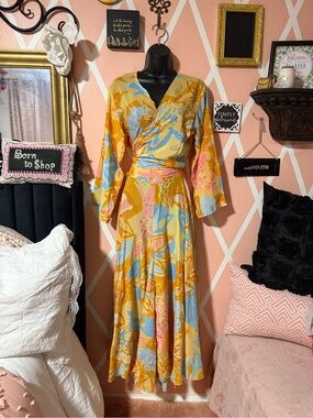 Yellow Abstract Floral Pants Set